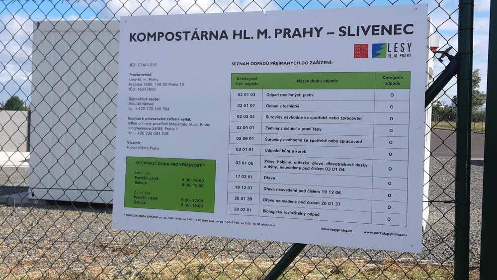 kompostárna hl. m. Prahy v MČ Praha-Slivenec, informační tabule
