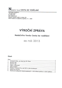 Výroční zpráva Nadačního fondu Cesta ke vzdělání za rok 2013