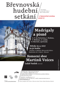 AuraMusica / Břevnovská hudební setkání / koncert Madrigaly a písně