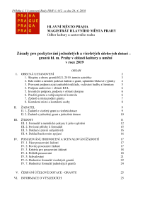 Zásady pro poskytování jednoletých a víceletých účelových dotací - grantů hl. m. Prahy v oblasti kultury a umění v roce 2019