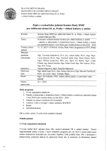 ​Zápis z evaluačního jednání Komise Rady hl. m. Prahy pro udělování dotací hl. m. Prahy v oblasti kultury a umění