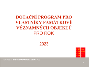 Prezentace pro žádost o dotaci na 2023_památky