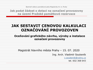 PREZENTACE - jak sestavit cenovou kalkulaci 2021