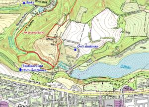 mapa okolí studánek - Ovčí studánka, 650 pxl