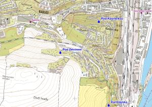 mapa okolí studánky - studánka Pod Děvínem