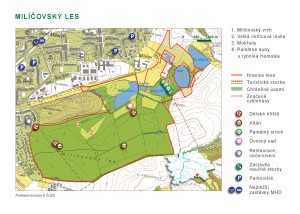 orientační mapa - Milíčovský les, 2017