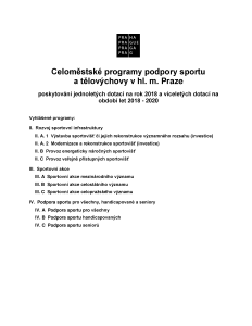 3310010_Celoměstské programy podpory sportu a tělovýchovy v hl. m. Praze 2018 - 2020 (programy I. - IV.)