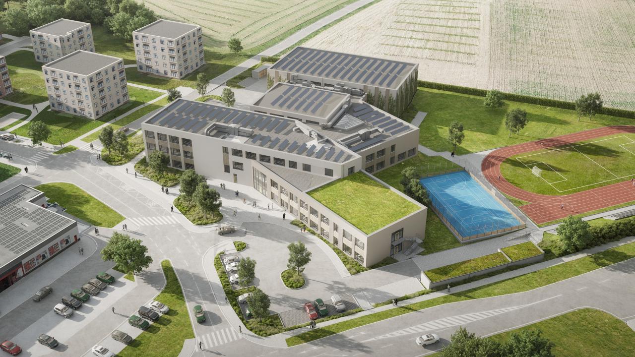 Vizualizace nové ZŠ Romance v Uhříněvsi