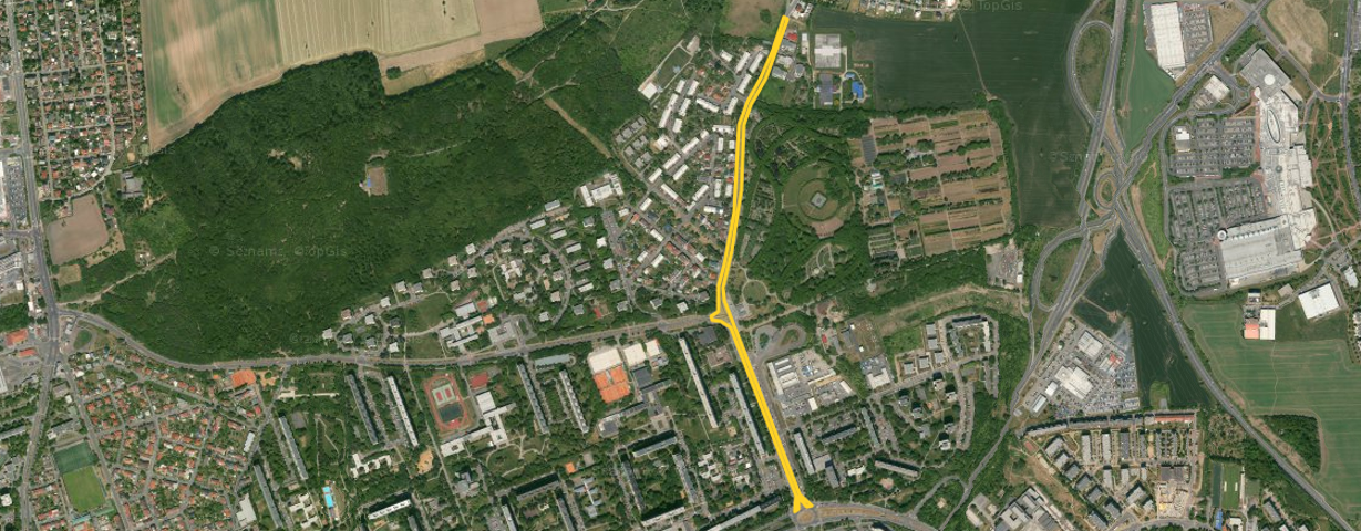 Mapa s vyznačením rekonstruovaného úseku