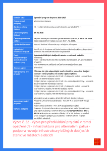 Výzva č. 32 - Výzva pro předkládání projektů v rámci opatření 09 - infrastruktura pro alternativní paliva - podpora rozvoje infrastruktury běžných dobíjecích stanic ve městech a obcích