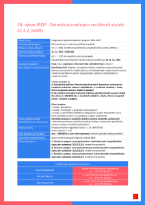Výzva č. 58 - DEINSTITUCIONALIZACE SOCIÁLNÍCH SLUŽEB &#8211; SC 4.2 (MRR)