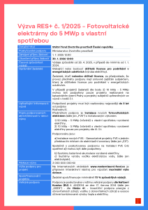 Výzva RES+ č. 1_2025 - Fotovoltaické elektrárny