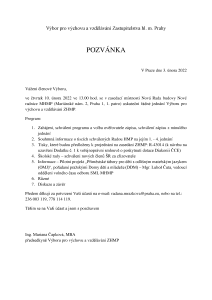 Pozvánka na jednání výboru, které se koná dne 10. 2. 2022