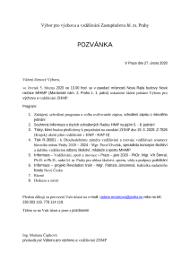 Pozvánka na jednání výboru, které se koná dne 5. 3. 2020