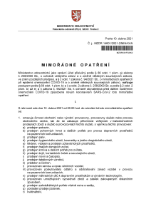 mimořádného opatření Ministerstva zdravotnictví ze dne 10. 4. 2021, č. j.: MZDR 14601/2021-2/MIN/KAN