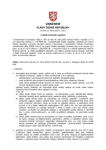 Aktuální krizové opatření podle usnesení Vlády České republiky ze dne 12. října 2020 č. 1021