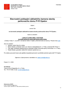 250521 - Pozvánka - Základní kámen P+R Opatov