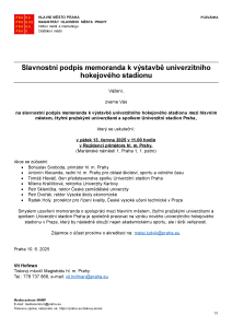 250610 - Pozvánka - Memorandum univerzitní hokejový stadion Praha