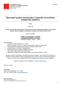 250612 - Pozvánka Reminder - Memorandum univerzitní hokejový stadion Praha