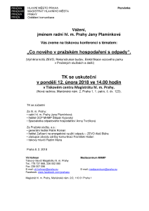 Tisková konferenci s tématem:  Co nového v pražském hospodaření s odpady