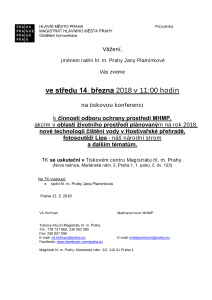 Tisková konference k činnosti odboru ochrany prostředí MHMP