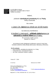 Tisková konference k bydlení v metropoli &#8211; příklady dobré praxe ze zahraničí a možná řešení pro Prahu