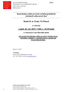 Imatrikulace žáků prvních ročníků pražských středních odborných škol