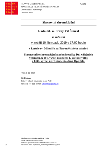 Slavnostního shromáždění a pobožnosti ke Dni válečných veteránů, k 101. výročí ukončení 1. světové války