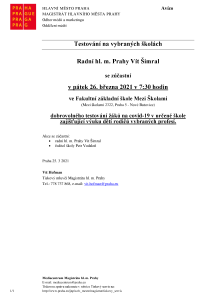 Dobrovolné testování žáků na covid-19 v určené škole zajišťující výuku dětí rodičů vybraných profesí