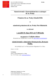 Sázení stromů v Kunratickém lese se zástupci  hl. m. Prahy