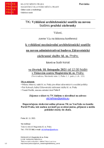 TK: Vyhlášení architektonické soutěže na novou  budovu pražské záchranky