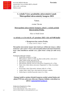 1. ročník Výzvy pražského zdravotnictví aneb Metropolitní zdravotnický kongres 2021