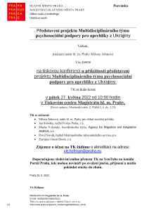 Představení projektu Multidisciplinárního týmu  psychosociální podpory pro uprchlíky z Ukrajiny