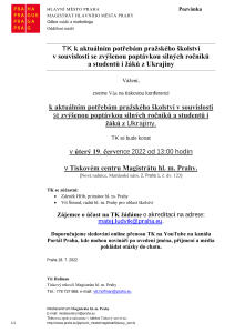 TK k potřebám školství v souvislosti se zvýšenou poptávkou silných ročníků a studentů z Ukrajiny