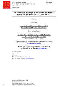 Pokračování 1. ustavujícího zasedání Zastupitelstva  hlavního města Prahy dne 15. prosince 2022