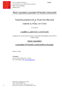 Pietní vzpomínka u pomníku 343 hasičů a záchranářů