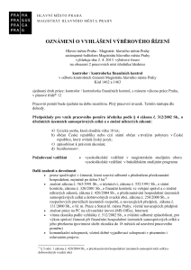 kontrolor / kontrolorka finančních kontrol v odboru kontrolních činností (2 pracovní místa)