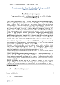 Pravidla grantového řízení hlavního města Prahy pro rok 2018 v oblasti sociálních služeb