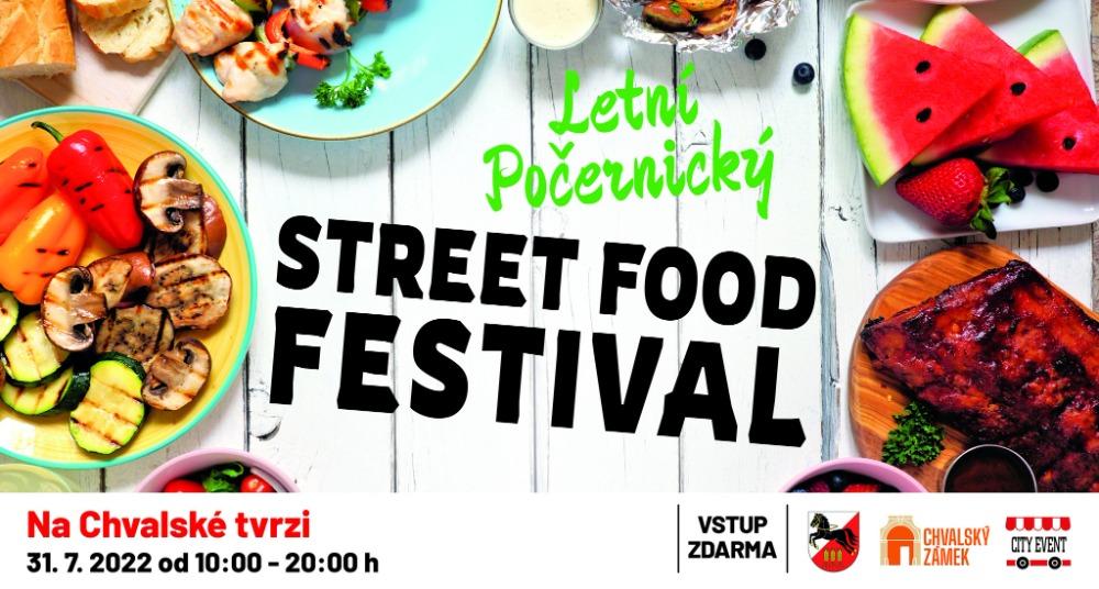 Plakát letního Počernického Street Food Festivalu