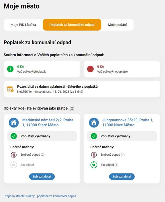 Portál Pražana - poplatky za odpad