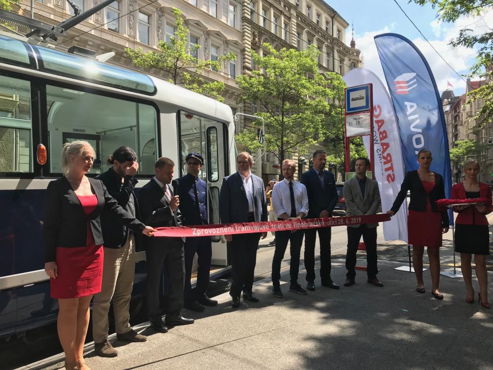 Vinohradská po rekonstrukci tramvajové trati