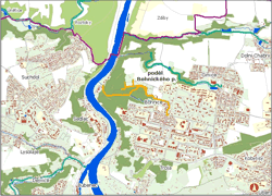 trasa podél bohnického potoka - orientační mapka (ke zvětšení)