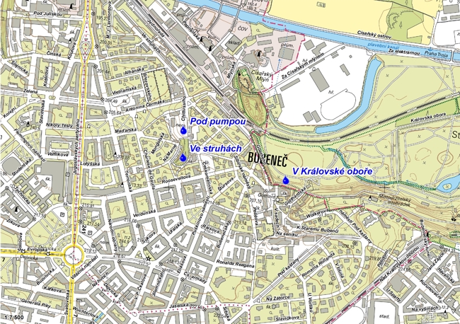 mapa okolí studánky - studánka Pod pumpou, 650 pxl.