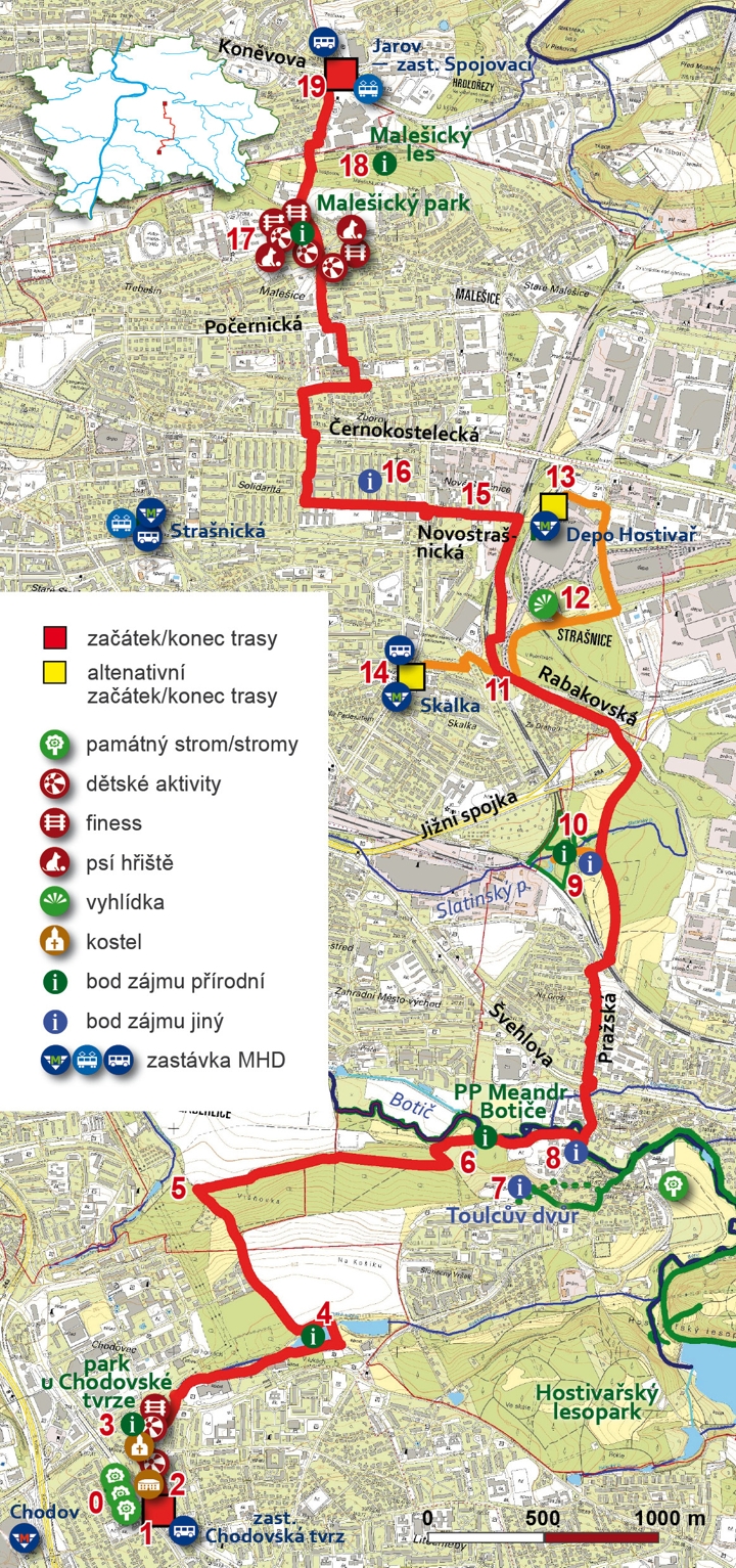 trasa č.8 - Chodov - Jarov, orientační mapa (720 pxl)