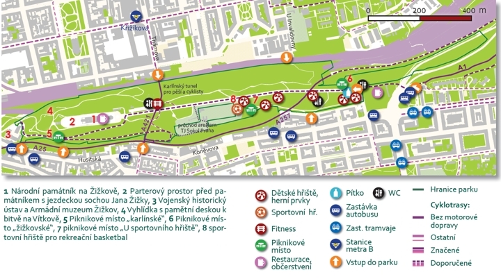 park na vrchu Vítkově, orientační mapa, v. 4/2017